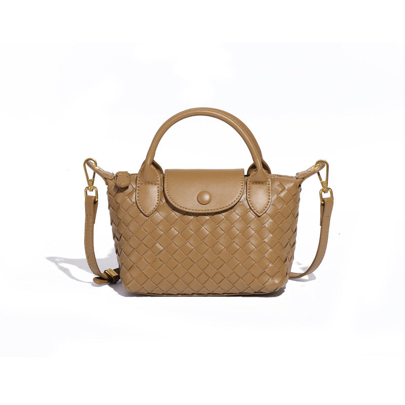 Khaki Woven Shoulder Bag - Stylish Dumpling Bag, Simple and Versatile Crossbody for Women