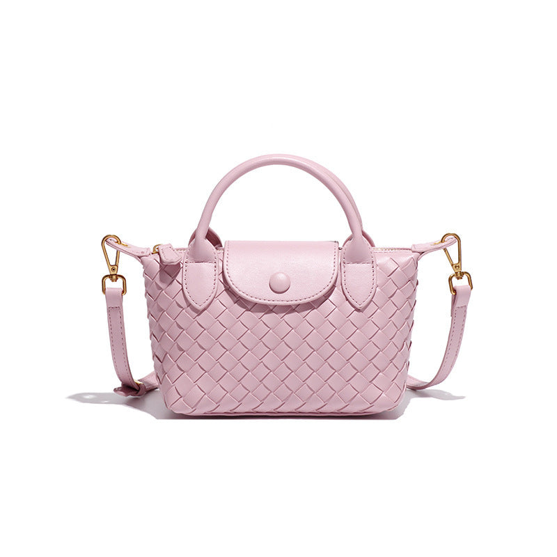 Lotus Pink Woven Shoulder Bag - Stylish Dumpling Bag, Simple and Versatile Crossbody for Women