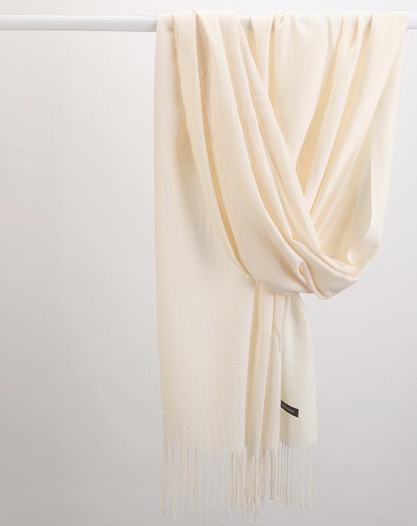 2pc Luxe Soft Imitation Cashmere Scarf - Warm Solid Tone Shawl with Elegant Fringe(Light white)