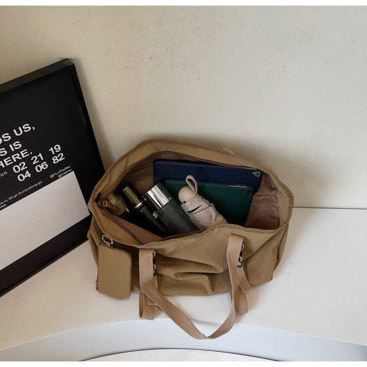 Green Women's Large Capacity Nylon Tote Bag - Stylish Casual Shoulder & Crossbody Bag with Detachable Pouch