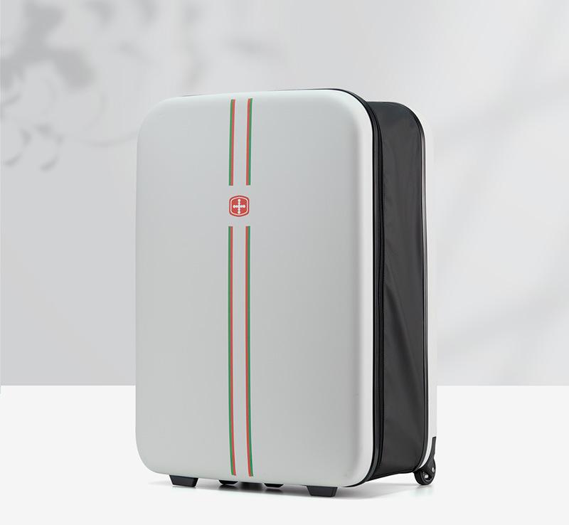Compact Expandable Foldable Luggage - Reinforced Alloy Handle & Silent Wheels(white)