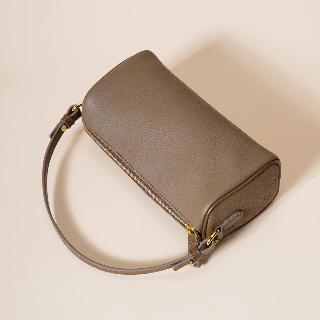 Genuine Leather Boston Bag - Mini Barrel Crossbody & Top Handle Purse(black)