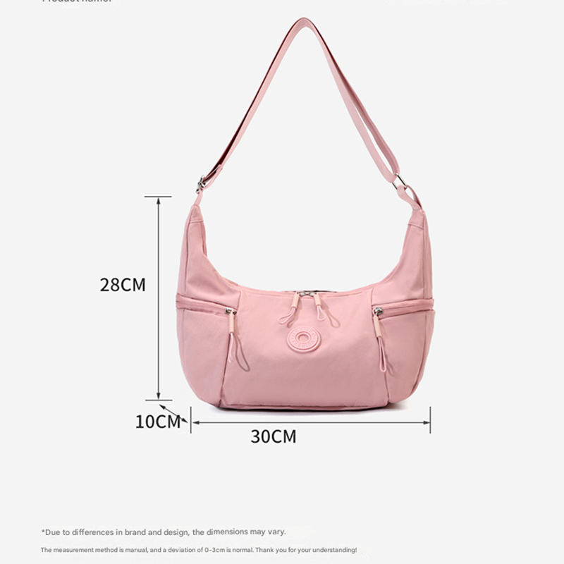 Pink Stylish & Lightweight Nylon Crossbody Bag for Women - Large Capacity Shoulder Hobo Bag with Water-Resistant Finish, Perfect for Travel & Daily Use