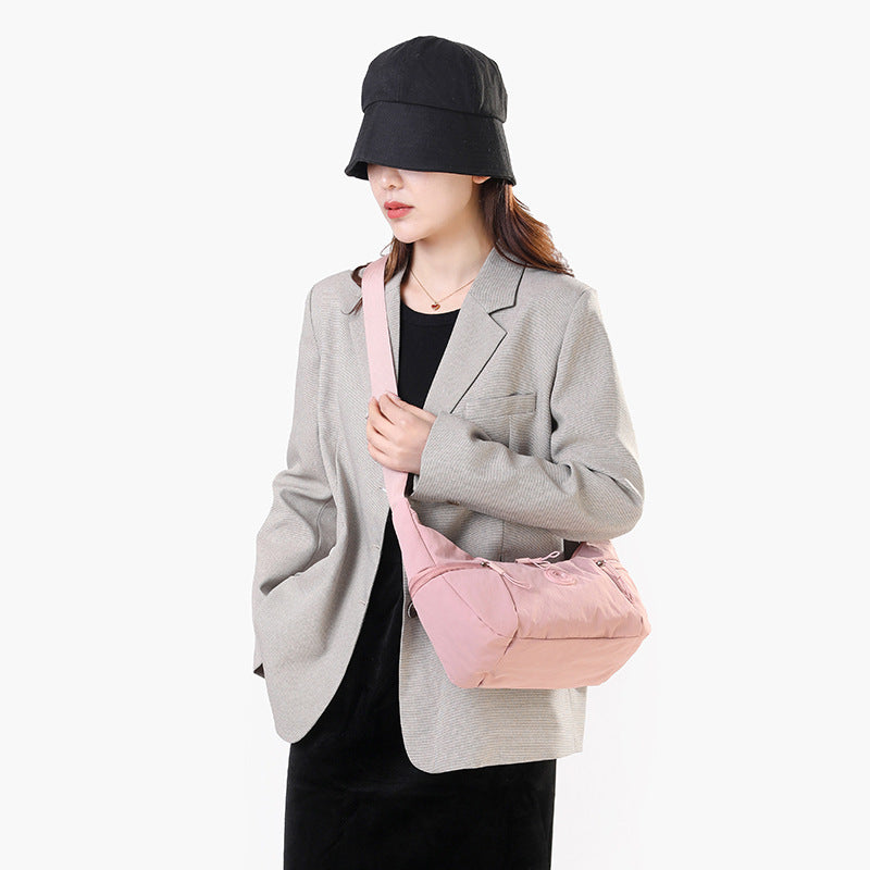 Grapefruit color Stylish & Lightweight Nylon Crossbody Bag for Women - Large Capacity Shoulder Hobo Bag with Water-Resistant Finish, Perfect for Travel & Daily Use