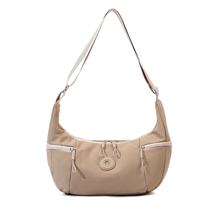 Khaki Stylish & Lightweight Nylon Crossbody Bag for Women - Large Capacity Shoulder Hobo Bag with Water-Resistant Finish, Perfect for Travel & Daily Use