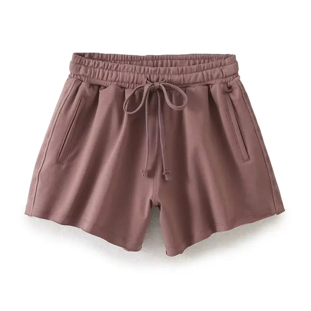HH Summer Women Vintage Solid Shorts Suit O Neck Short Sleeve T-shirt Drawstring Shorts Loose Casual 2024 Woman Sport Sets