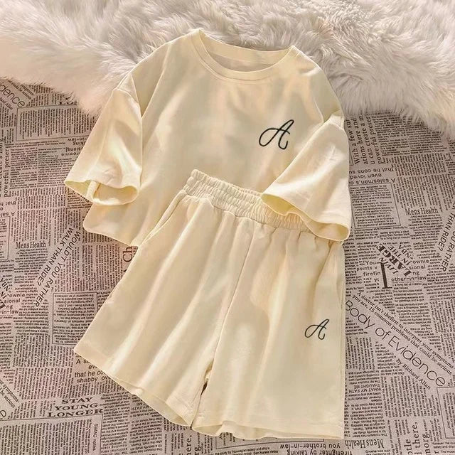 2025 Summer Women Shorts Sets Casual Two Pieces Short Sleeve T Shirts and High Waist Short Pants Solid Outfits Tracksuit 2PCS