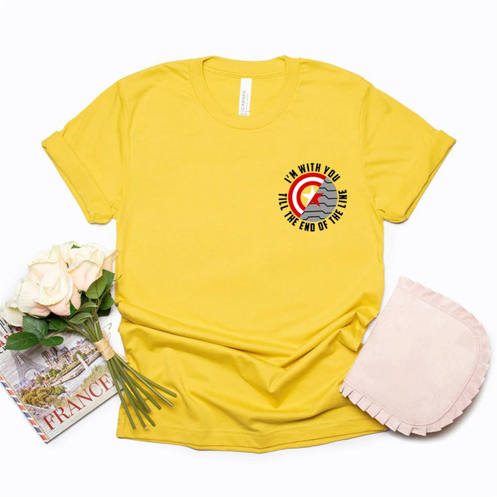 Winter Soldier Shirt with Saying I'm with You Till The End of The Line T-shirt Bucky Barnes T Shirt Women Graphic Tee Top Female