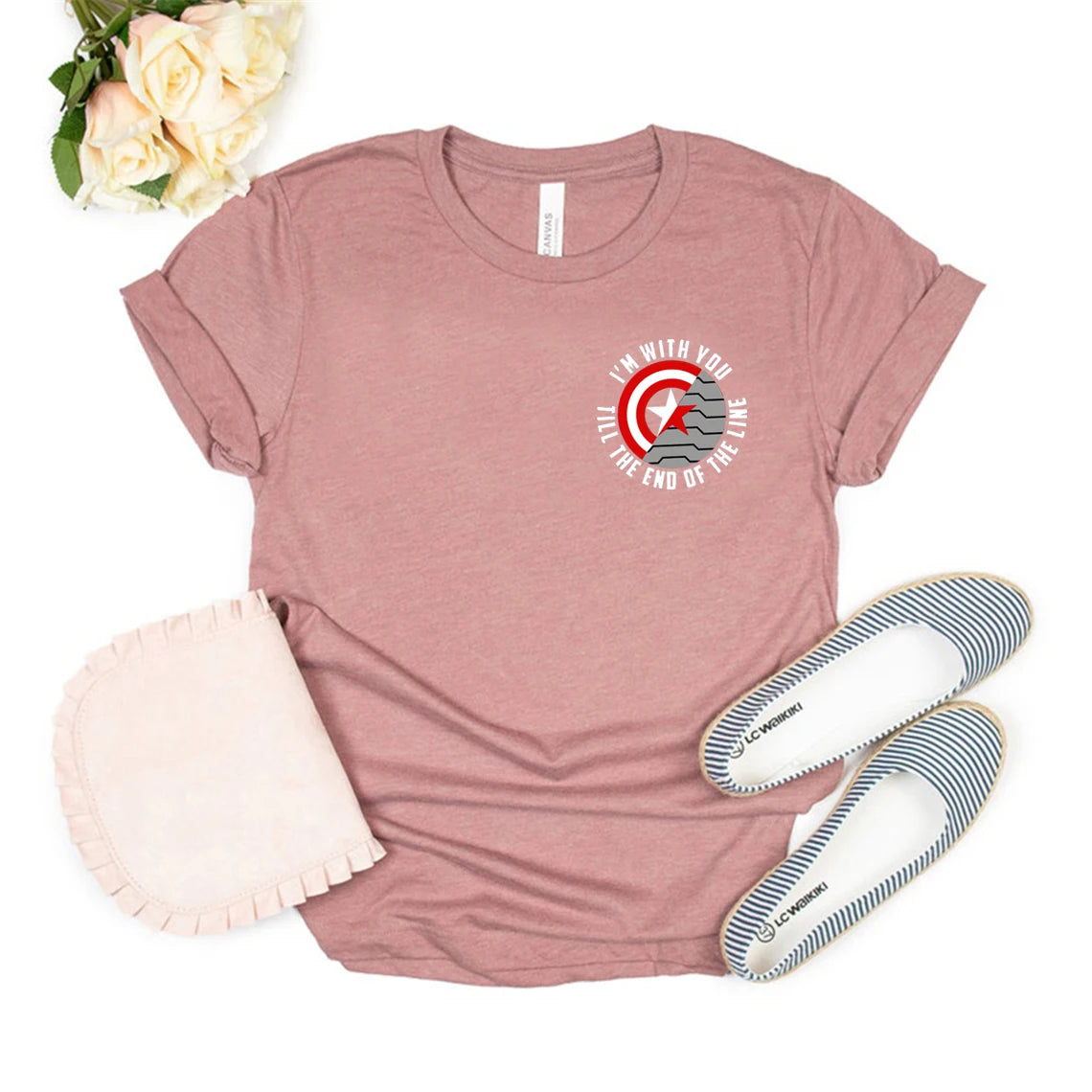 Winter Soldier Shirt with Saying I'm with You Till The End of The Line T-shirt Bucky Barnes T Shirt Women Graphic Tee Top Female