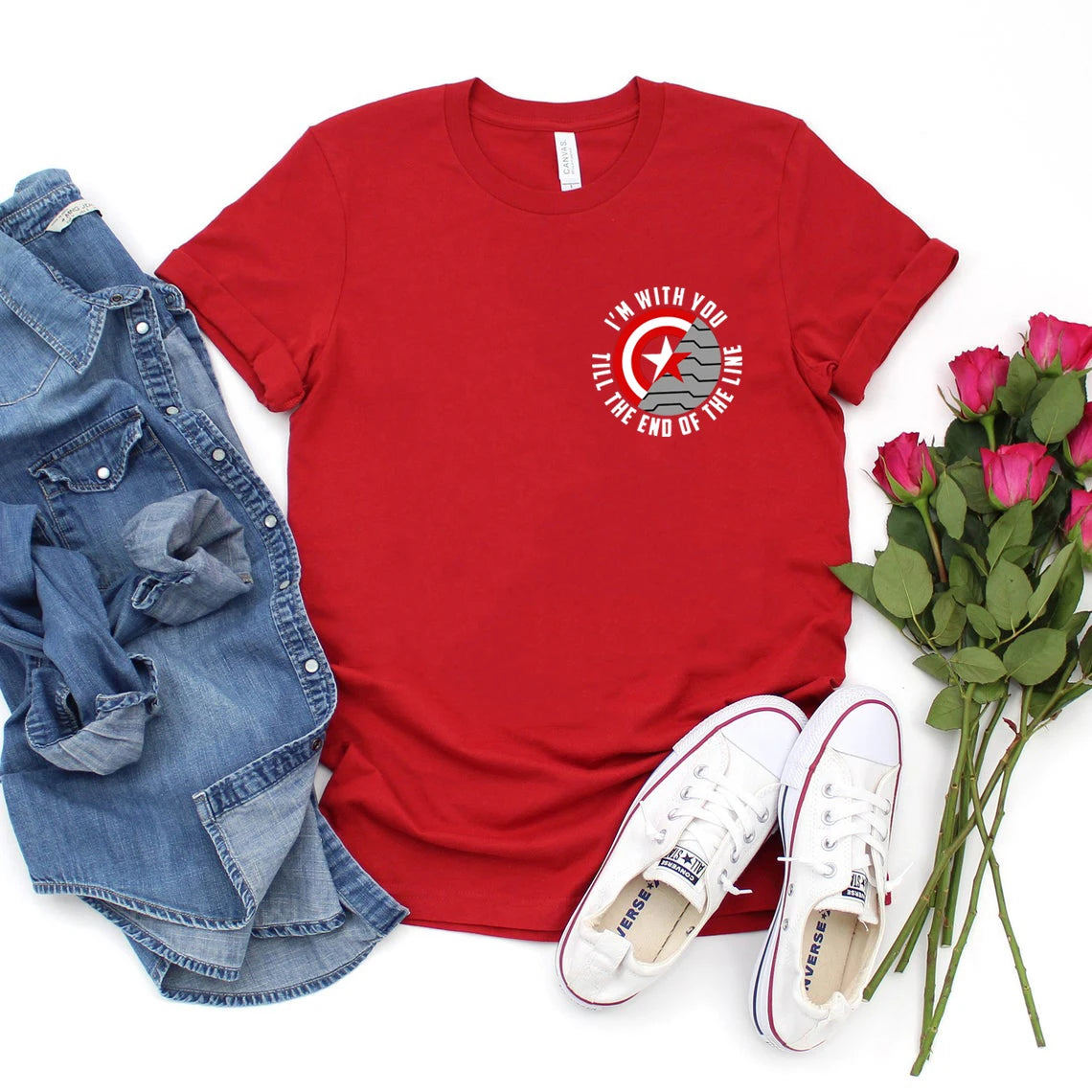Winter Soldier Shirt with Saying I'm with You Till The End of The Line T-shirt Bucky Barnes T Shirt Women Graphic Tee Top Female
