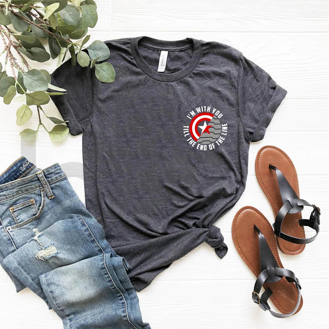 Winter Soldier Shirt with Saying I'm with You Till The End of The Line T-shirt Bucky Barnes T Shirt Women Graphic Tee Top Female