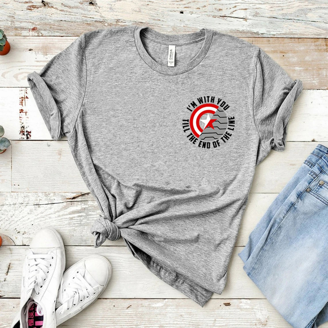 Winter Soldier Shirt with Saying I'm with You Till The End of The Line T-shirt Bucky Barnes T Shirt Women Graphic Tee Top Female