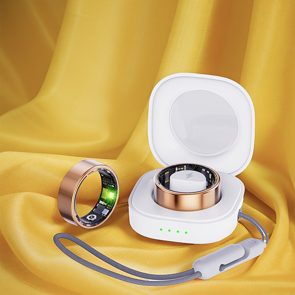 NNETM Smart Fitness Ring with Charging Case - Gold-3