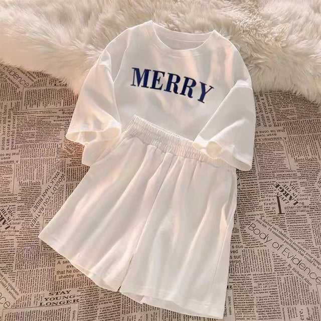 2025 Summer Women Shorts Sets Casual Two Pieces Short Sleeve T Shirts and High Waist Short Pants Solid Outfits Tracksuit 2PCS