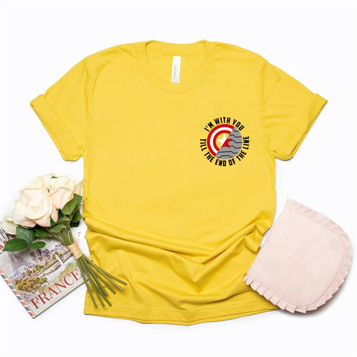 Winter Soldier Shirt with Saying I'm with You Till The End of The Line T-shirt Bucky Barnes T Shirt Women Graphic Tee Top Female