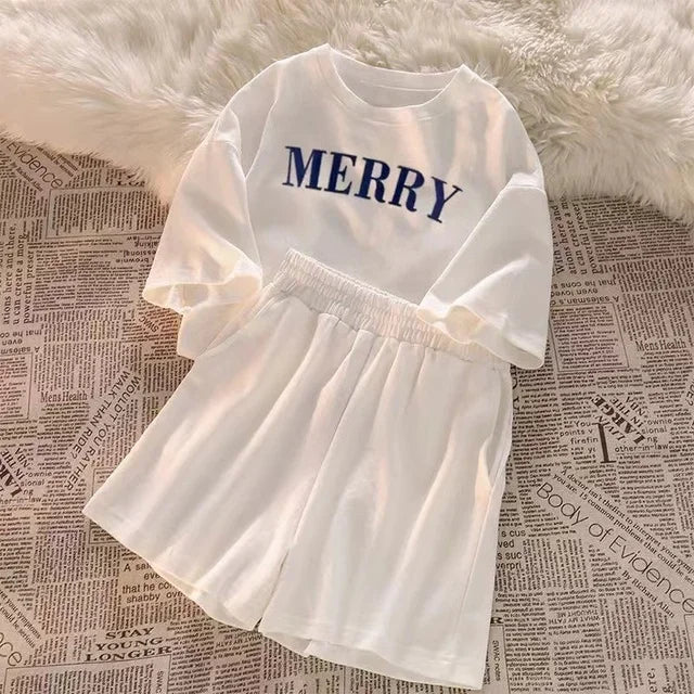 2025 Summer Women Shorts Sets Casual Two Pieces Short Sleeve T Shirts and High Waist Short Pants Solid Outfits Tracksuit 2PCS