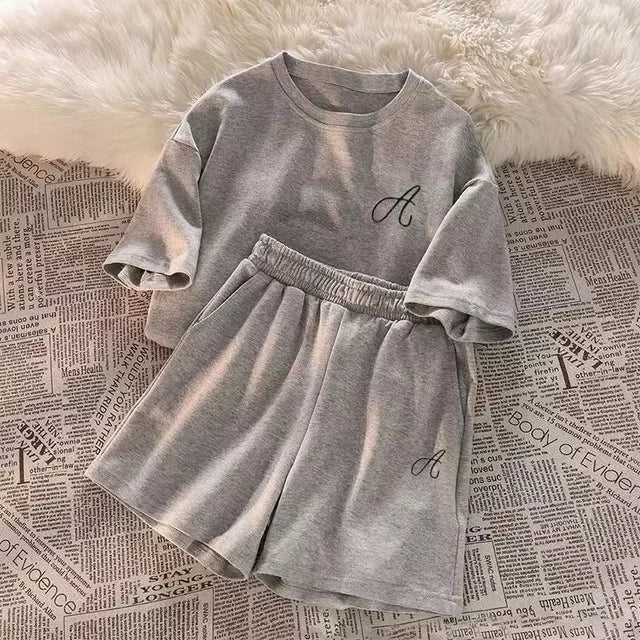 2025 Summer Women Shorts Sets Casual Two Pieces Short Sleeve T Shirts and High Waist Short Pants Solid Outfits Tracksuit 2PCS