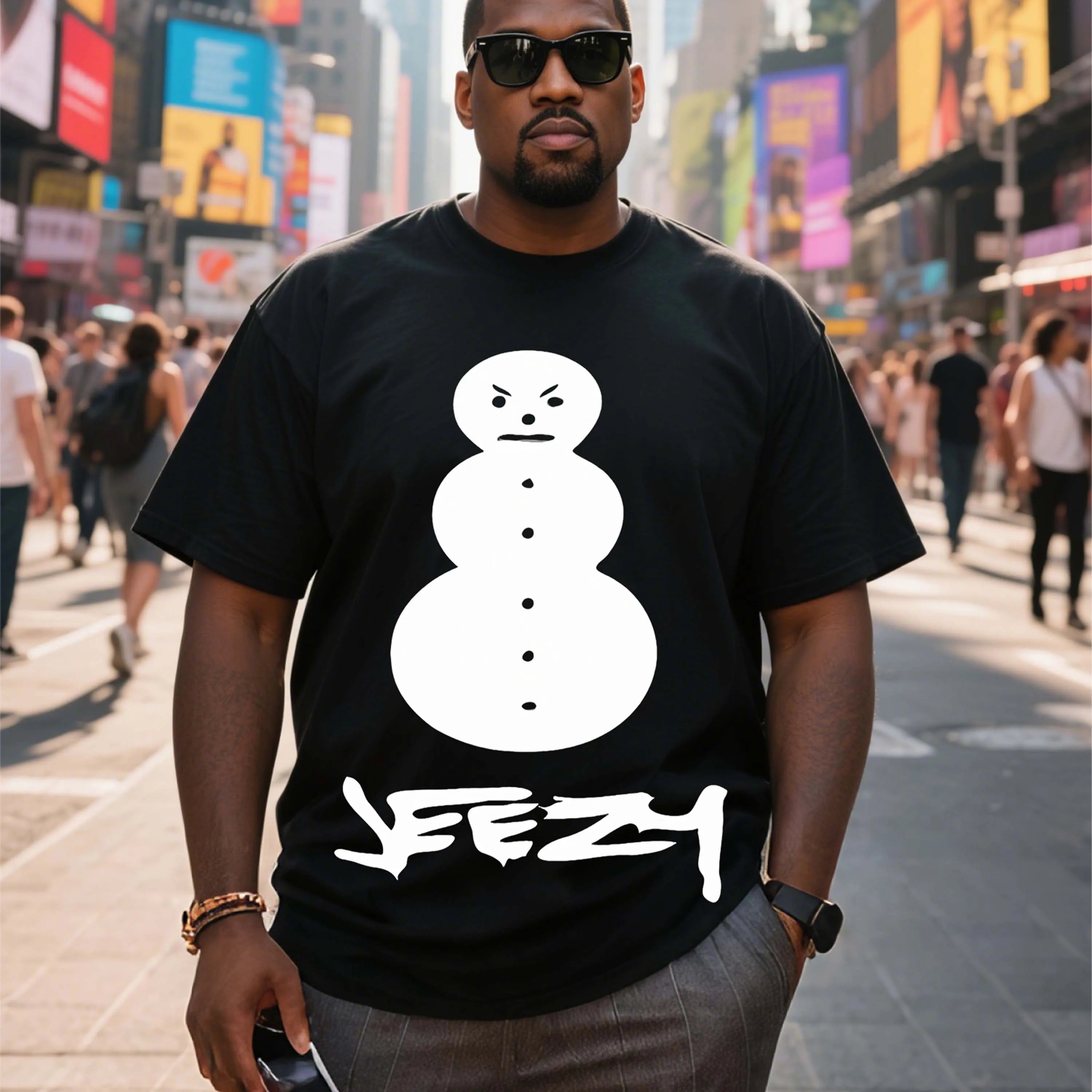 Plus Size Men's T-Shirt, Black Pure Cotton Crew Neck, Suitable for Outdoor Wear in Spring and Summer, Casual and Comfortable