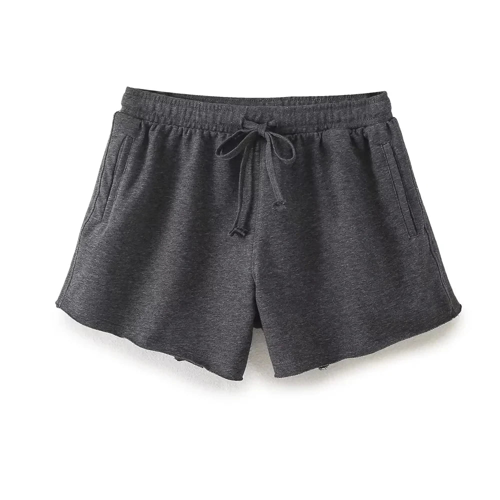 HH Summer Women Vintage Solid Shorts Suit O Neck Short Sleeve T-shirt Drawstring Shorts Loose Casual 2024 Woman Sport Sets